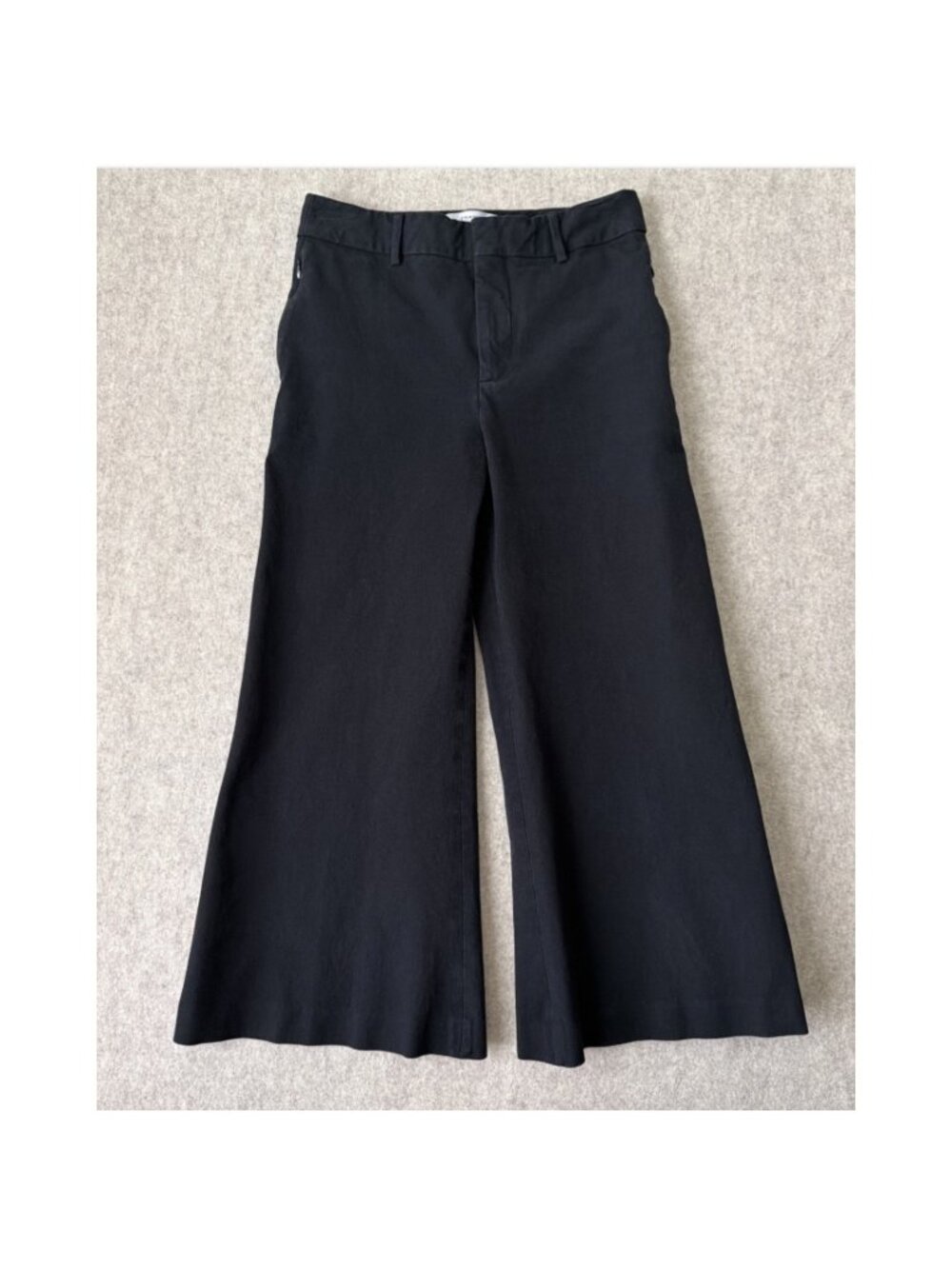 FRAME Le Palazzo Wide Leg Trouser Womens 6 Black Stretch Cotton Cropped
